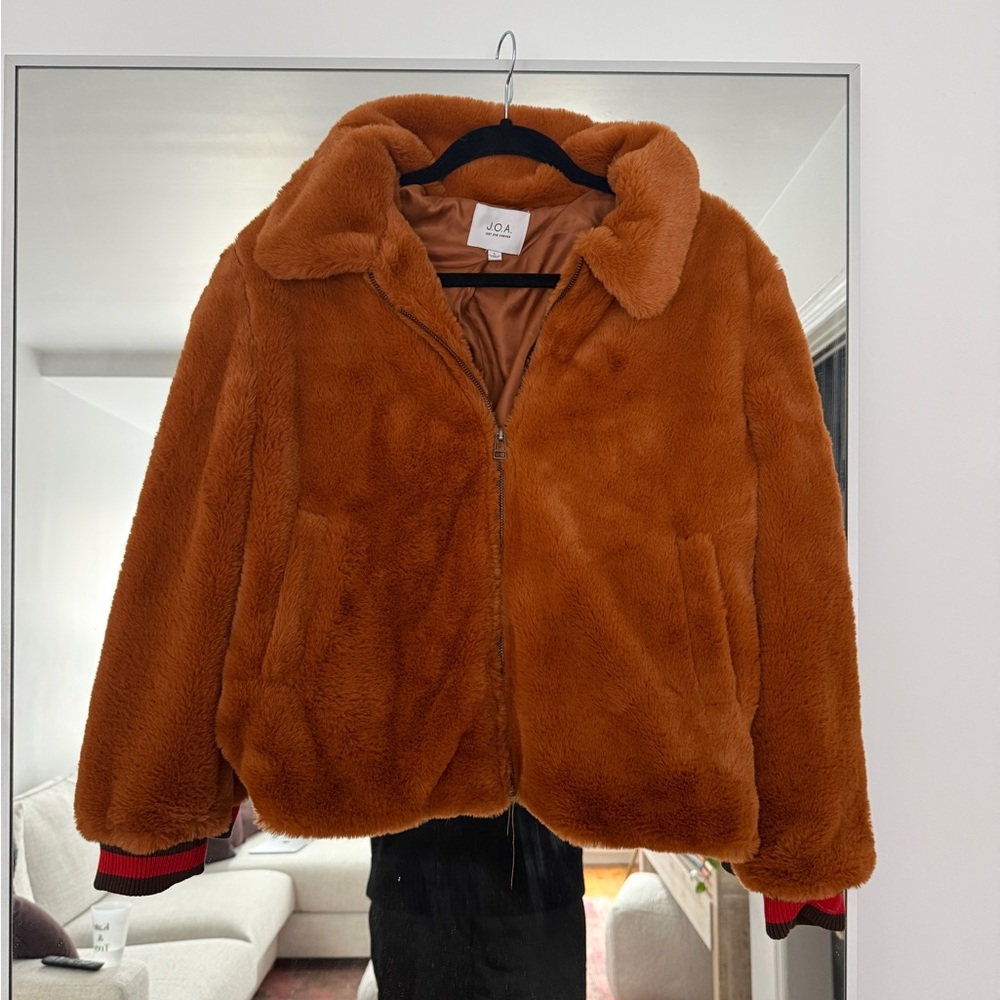J.O.A. Tan Faux Fur Jacket